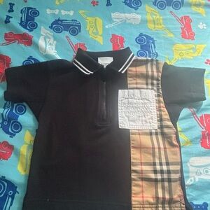 Burberry Kids Black and Beige Polo Shirt